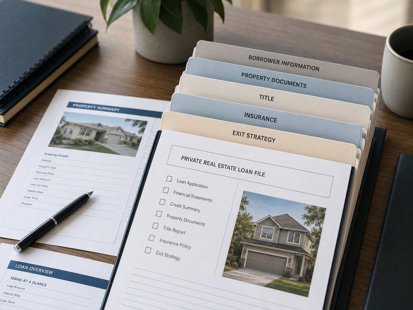 Broker and borrower reviewing private real estate financing options