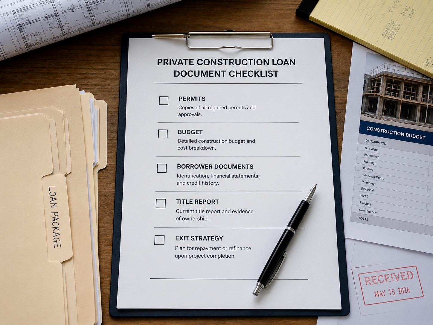 construction loan document checklist