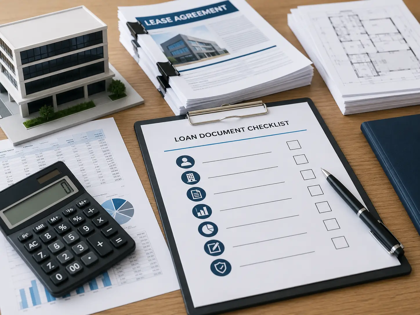 Commercial loan document checklist with property and borrower information