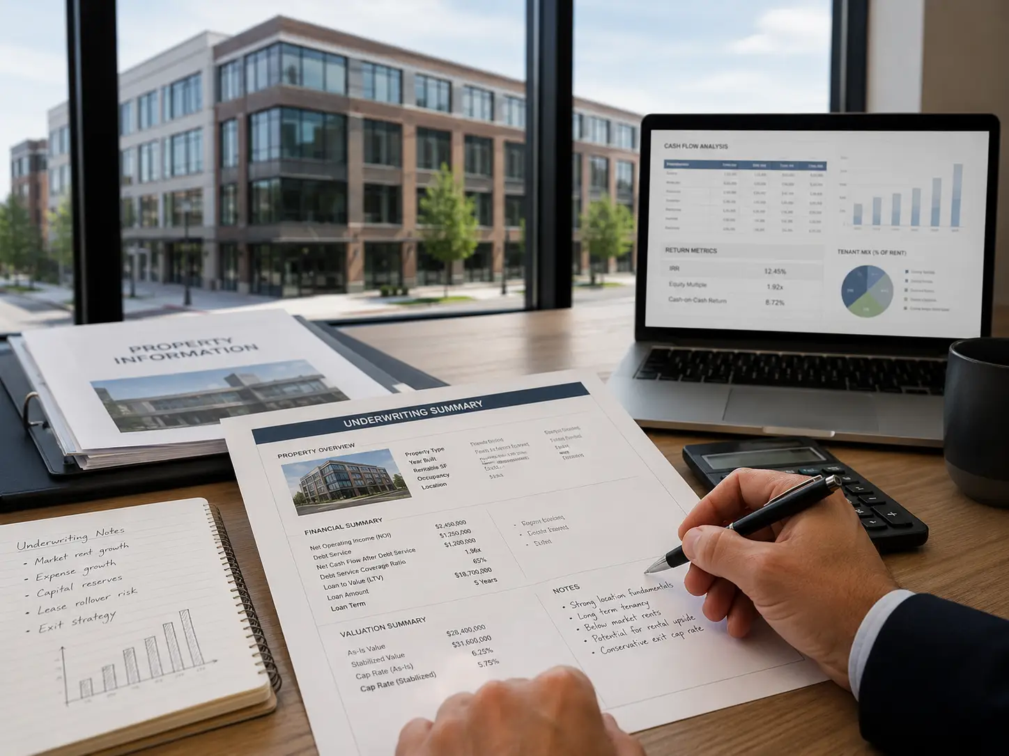 Commercial property documents reviewed during private real estate underwriting