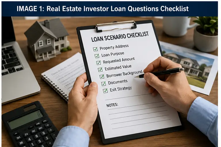 Real estate investor reviewing loan questions